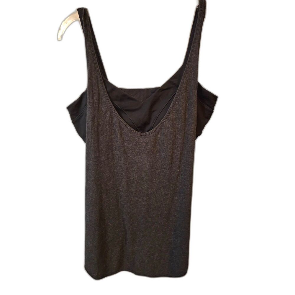 Lululemon Yoga Tank Built In Bra Gray Black Strappy Back Size M/L Athletic Top